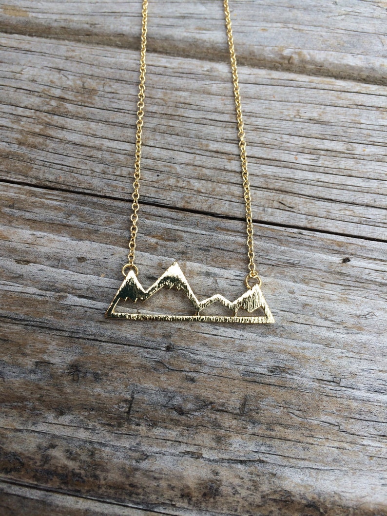 Gold Mountain Necklace Mountain Charm Necklace California Etsy