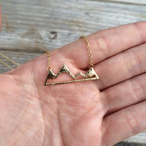 Gold Mountain Necklace, Mountain Charm Necklace, California Necklace, Northwest Necklace, Gift for her, 18k Gold plated image 4