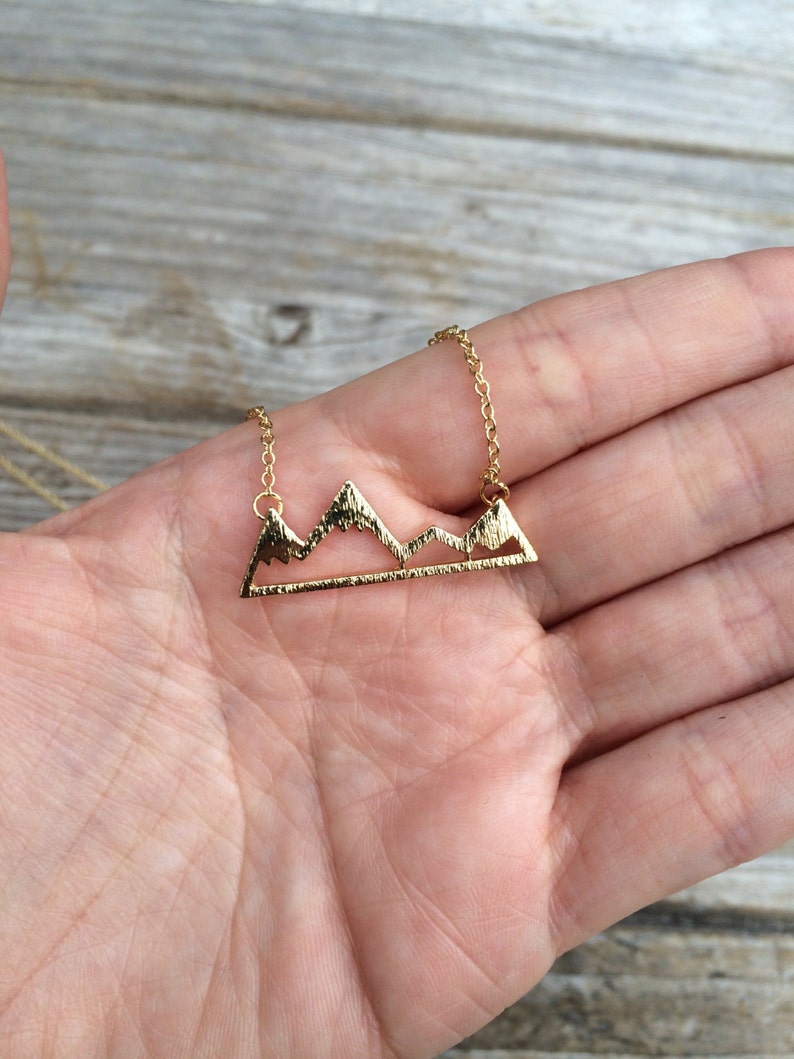 Gold Mountain Necklace Mountain Charm Necklace California Etsy