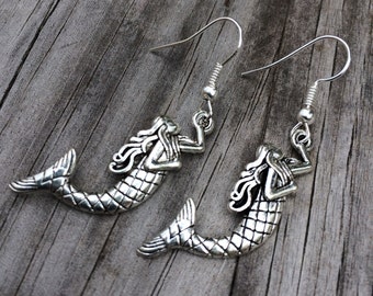 Simple Mermaid Earrings, Nautical Earrings, Charm Earrings