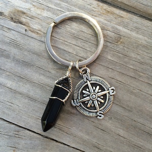 Compass Crystal Keychain, Compass Keychain, Gift for her, Gift for him, Gift for mom, Gift for wife, Christmas gift, Stocking Stuffer image 1