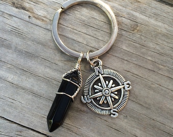 Compass Crystal Keychain, Compass Keychain, Gift for her, Gift for him, Gift for mom, Gift for wife, Christmas gift, Stocking Stuffer