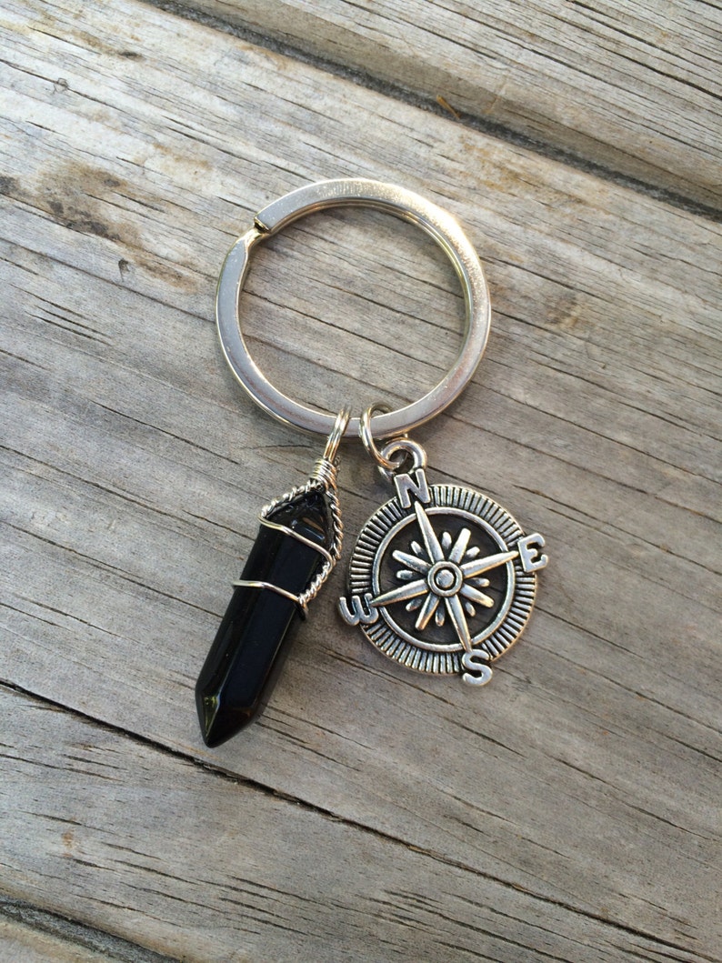 Compass Crystal Keychain Compass Keychain Gift for Her Gift Etsy
