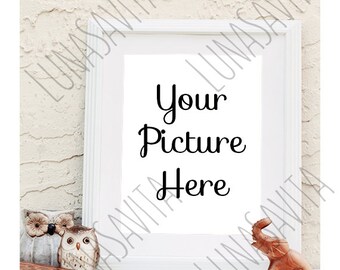 Stil, Stock Fotografie, Frame Mockup, weißen Rahmen, Ihr Foto hier, Eulen, Elefanten, Produkt Schuss, Angebot, JPG