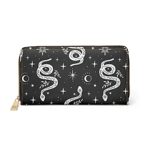 Cartera con cremallera estilo boho con diseño de serpiente