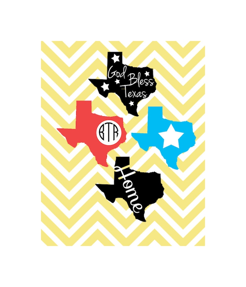 Texas Designs Monogram Star Home SVG DXF JPG for Cricut image 1