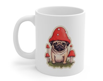 Pug Mushroom Ceramic Mug 11oz