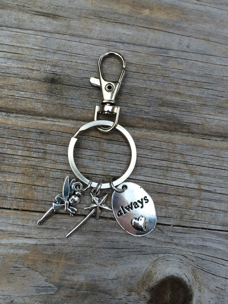 Fairy Charm Keychain, Charm Keychain, Fairy Wand Keychain, Love Always Keychain, heart Keychain image 1