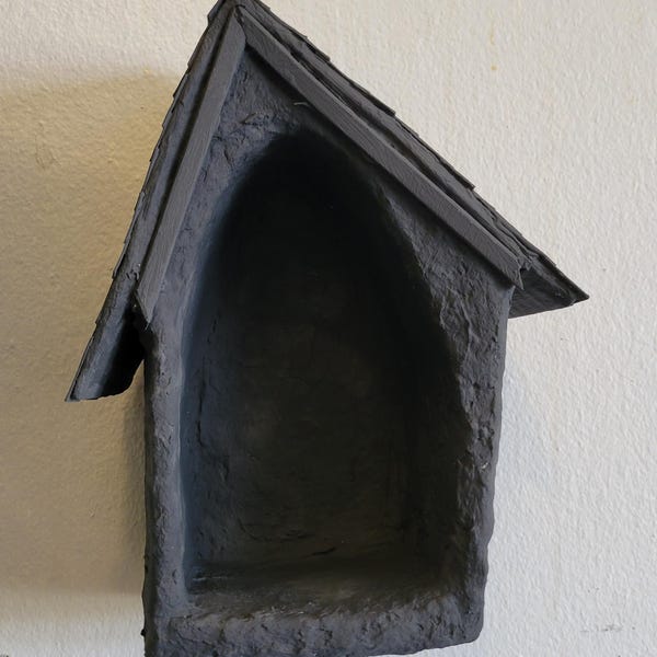 Dark Gray Haunted House Trinket Shelf: Spooky Goth Decor