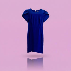calvin klein purple dress with gold zipper Calvin Klein Deep Purple Bell 3/4 Sleeve Sheath Dress