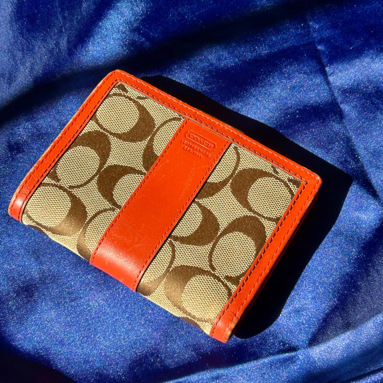 Coach Vintage Signature C Kiss-lock Wallet, Orange Leather - Etsy
