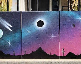 Arte em spray de 3 peças do Great American Solar Eclipse