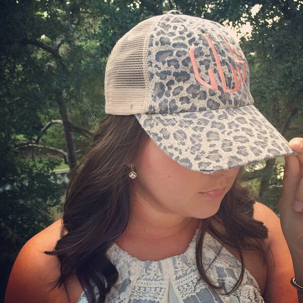 Monogrammed Leopard Trucker Hat