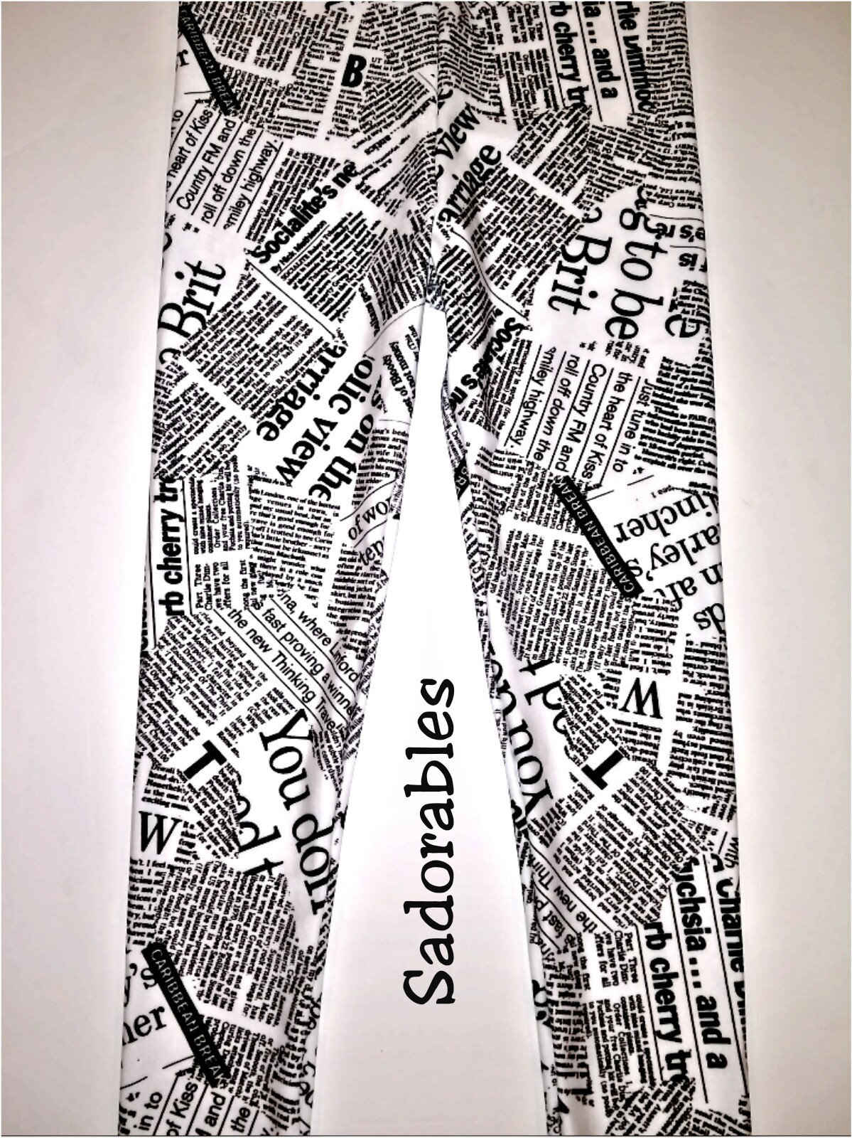 Newspaper leggings black and white clearance