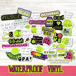 Pickleball diecut vinyl stickers YOU PICK! Pickleball water bottle waterproof