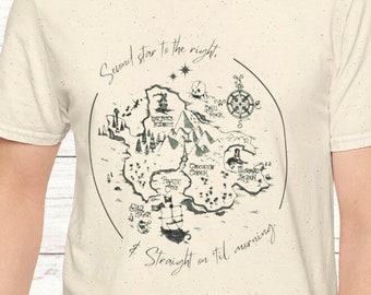 Disney Shirt Peter Pan Neverland Map Second Star to the Right