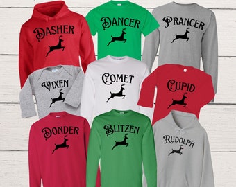 Christmas Reindeer Matching Family Shirts Hoodies Crewneck Sweatshirt