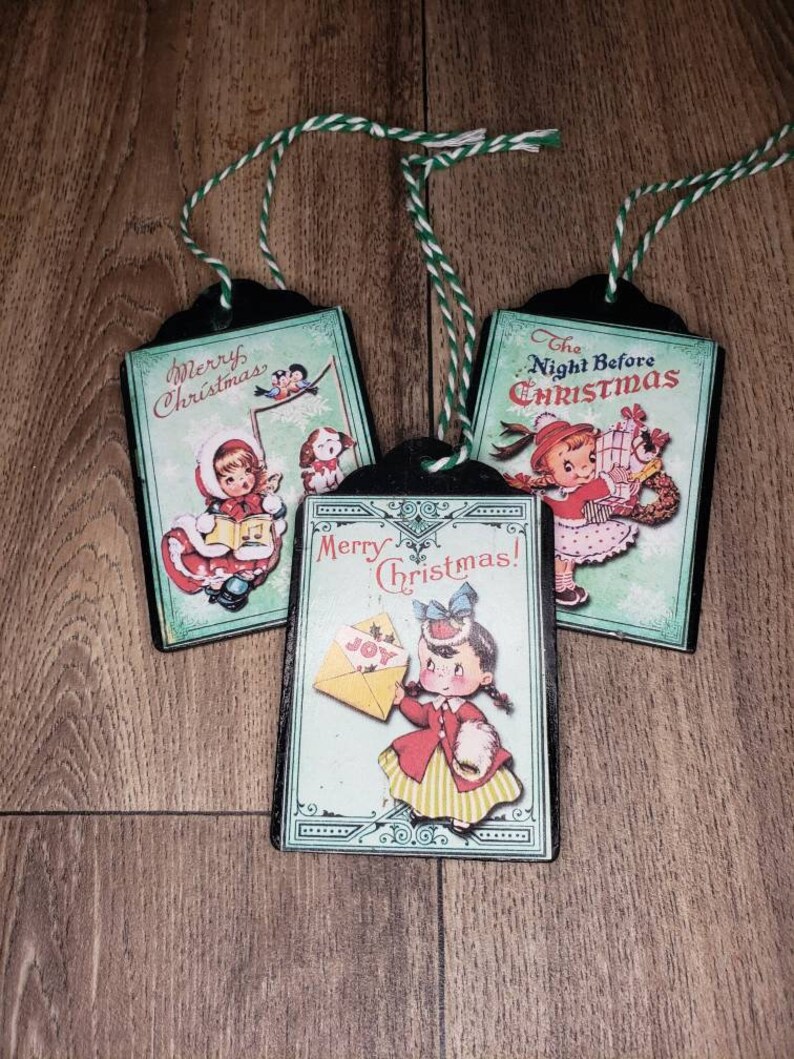 Retro christmas style ornaments Holiday decor set of 3