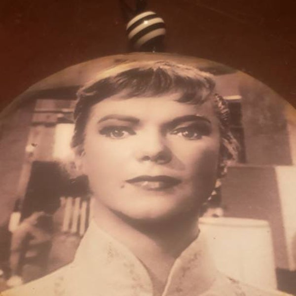 Twilight zone ornament, halloween, christmas, classic TV,  the after hours, Anne Francis