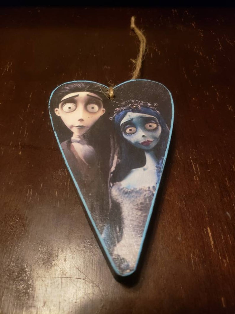 Corpse bride halloween tree ornament heart rustic spooky Etsy