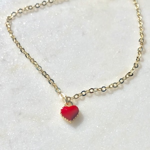 Heart Necklace Tiny Heart Gold Chain Womens Jewelry Gift ideas for her