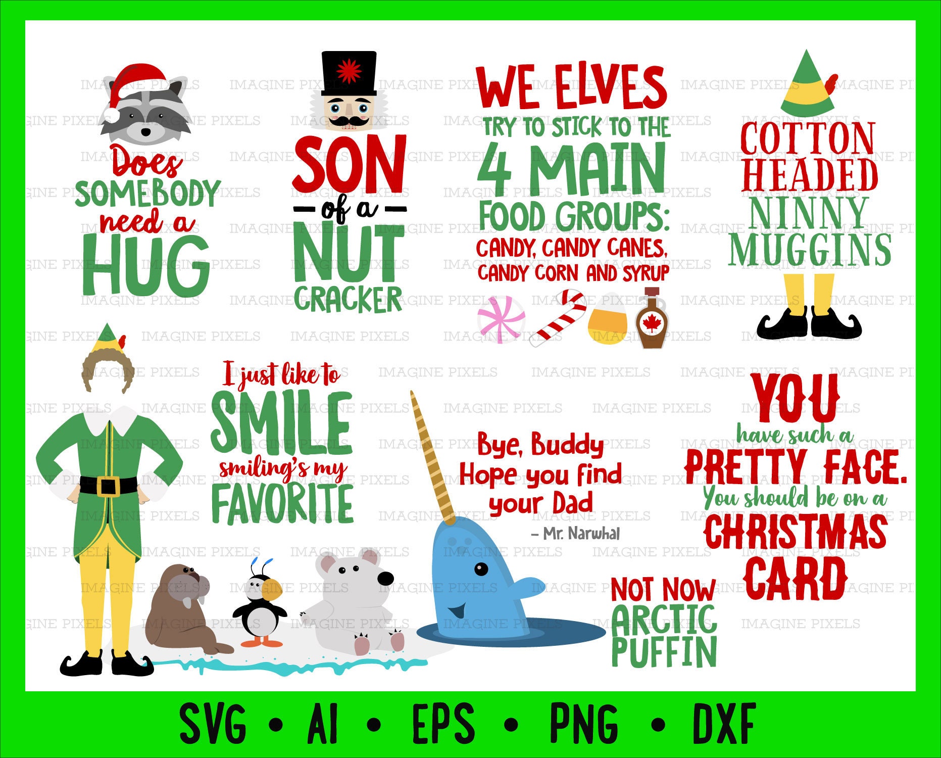  Elf Movie Quotes  Image Bundle DOWNLOAD SVG PNG Dxf Eps 