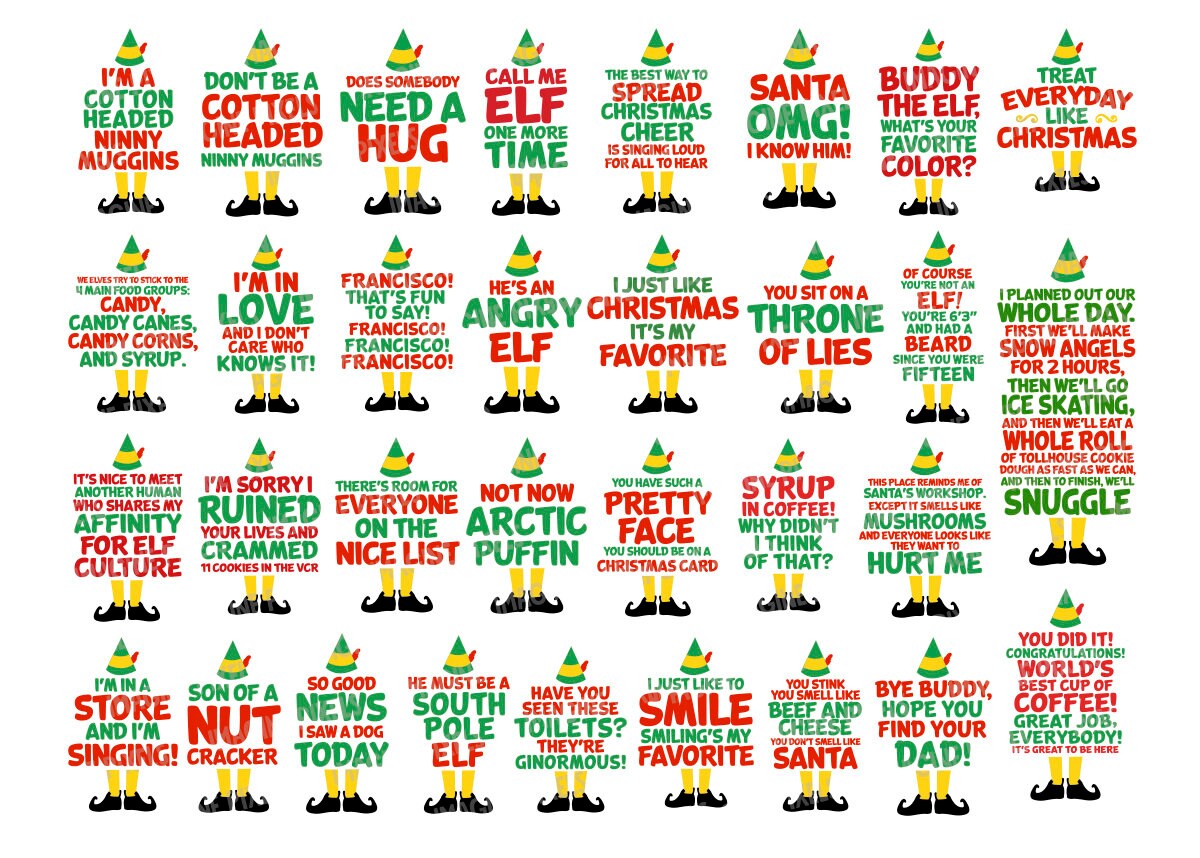 32 Buddy The Elf Movie Quotes Editable SVG PNG DXF eps pdf for | Etsy