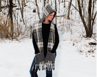 PDF PATTERN -Hooded Scarf - Sewing Pattern - Instant download - Toddler, Youth & Adult Sizes - PDF Tutorial/Pattern