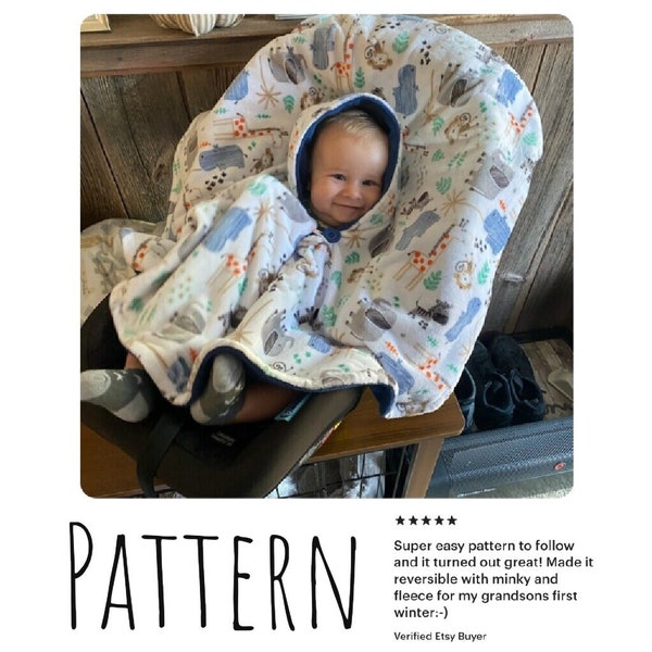 Reversible Poncho PDF PATTERN+ Video Tutorial DIY-Carseat Poncho - Instant download - Poncho - Toddler - Carseat Poncho - Carseat Canopy