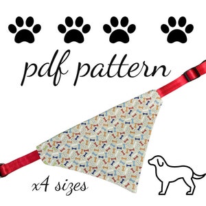PDF PATTERN/Tutorial Over the Collar dog Bandana -x 4 sizes- Instant Download - PDF
