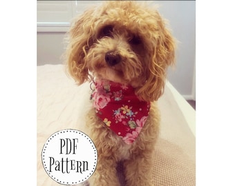 Bandana PATTERN - Digital file/Tutorial Over the Collar dog Bandana -x 4 sizes- Instant Download - PDF