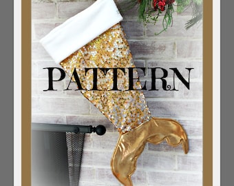 PATTERN -  Mermaid Christmas Stocking - PDF - Mermaid Tail - Tutorial - Christmas -