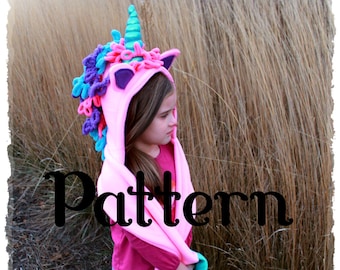 PDF PATTERN -Unicorn Hooded Scarf - Sewing Pattern - Instant download - Toddler and Youth Sizes - PDF Tutorial/Pattern