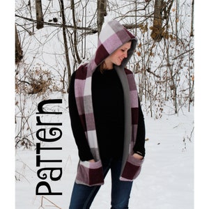 PDF PATTERN -Hooded Scarf - Sewing Pattern - Instant download - Toddler, Youth & Adult Sizes - PDF Tutorial/Pattern