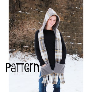 Hooded Scarf PDF PATTERN -Hooded Scarf with pockets- Sewing Pattern - Instant download - Toddler, Youth & Adult Sizes - PDF Tutorial/Pattern