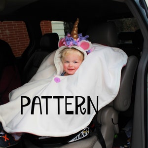 Unicorn Poncho -Car Seat poncho- 5 sizes- PDF PATTERN - Instant download - Poncho -Carseat  - Baby/Toddler/Youth S/Youth M/Youth L/Adult