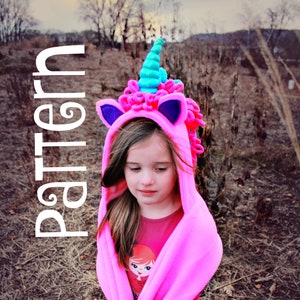 PDF PATTERN -Unicorn Hooded Scarf - Sewing Pattern - Instant download - Toddler and Youth Sizes - PDF Tutorial/Pattern