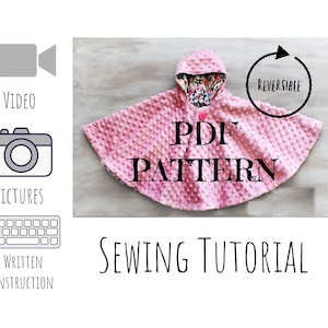 Reversible Poncho PDF PATTERN + Video Tutorial DIY-Carseat Poncho - Instant download - Poncho - Toddler - Carseat Poncho - Carseat Canopy