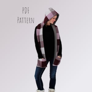PDF PATTERN -Hooded Scarf - Sewing Pattern - Instant download - Toddler, Youth & Adult Sizes - PDF Tutorial/Pattern