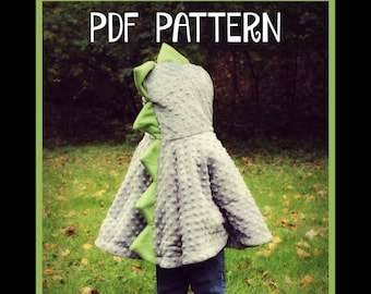 PDF Dinosaur Poncho -Car Seat poncho- 5 sizes- PDF PATTERN - Instant download - Poncho -Dragon - Dinosaur - Carseat