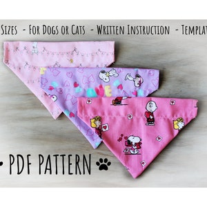 PDF PATTERN/Tutorial Over the Collar Dog or Cat Bandana -x 4 sizes- Instant Download - PDF