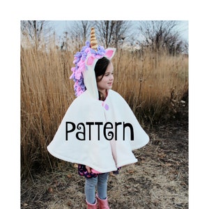 Unicorn Poncho -Car Seat poncho- 5 sizes- PDF PATTERN - Instant download - Poncho -Carseat  - Baby/Toddler/Youth S/Youth M/Youth L/Adult