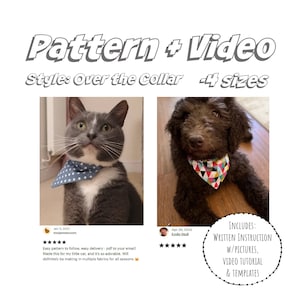 PDF PATTERN/Tutorial Over the Collar dog Bandana -x 4 sizes- Instant Download - PDF