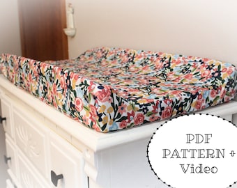 PDF PATTERN + VIDEO  with Templates: Contoured Changing Pad Cover - Instant Download