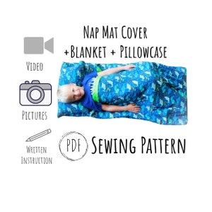 PDF Tutorial + Video tutorial - Nap Mat Cover with Attached Blanket and Pillow case - Pattern - Instant Download - Video Tutorial Included