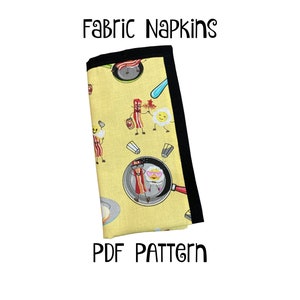 Dinner Napkin PDF PATTERN  - Fabric Napkins - Mitered Corners - Self Binding - DIY - Sewing Pattern Tutorial