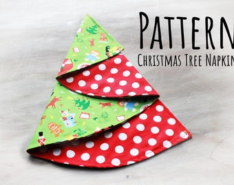 PATTERN - Christmas Tree Napkin -  PDF Pattern  - Fabric Napkins - Diy - Sewing Pattern Tutorial - Festive - Seasonal - Winter - Tree