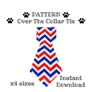 PDF PATTERN/Tutorial Over the Collar Dog Tie -x 4 sizes- Instant Download - PDF
