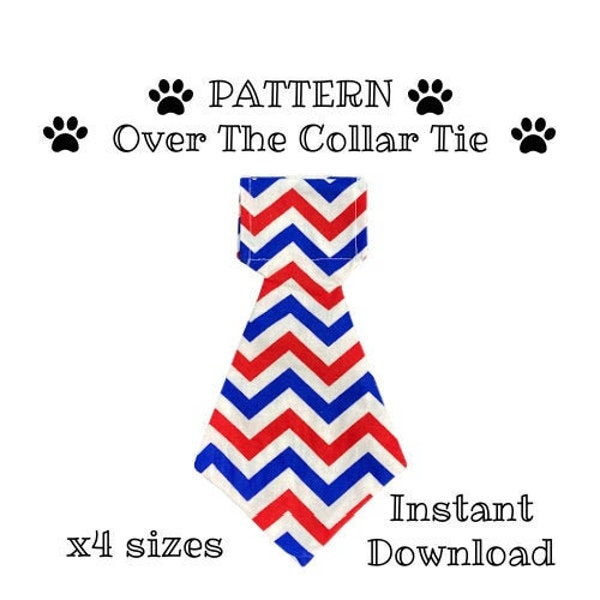 PDF PATTERN/Tutorial Over the Collar Dog Tie -x 4 sizes- Instant Download - PDF