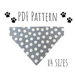 Bandana PDF PATTERN/Tutorial Over the Collar dog Bandana -x 4 sizes- Instant Download - PDF